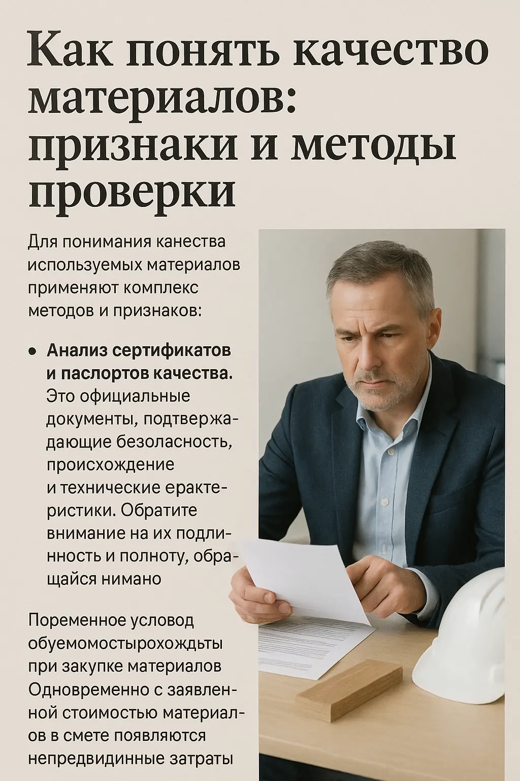 Как понять качество материалов: признаки и методы проверки: проверка ключевых условий проекта
